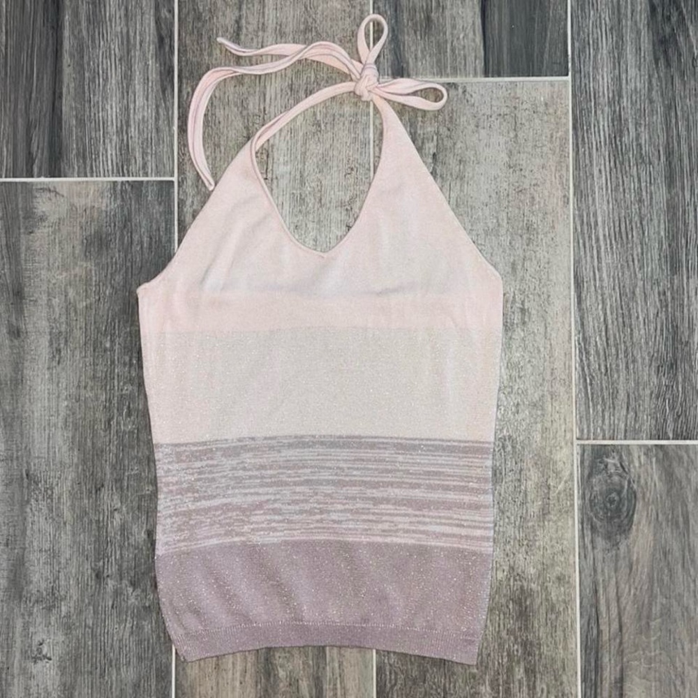 Calvin Klein Pink Sleeveless Ribbed Halter Top